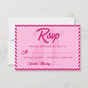 Modern Blush Pink Chevron Stripe QR Code Wedding RSVP Card