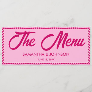 Modern Blush Pink Chevron Stripe Wedding Dinner Menu