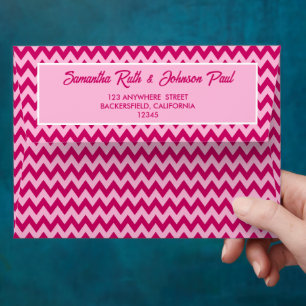 Modern Blush Pink Chevron Stripe Wedding Envelope