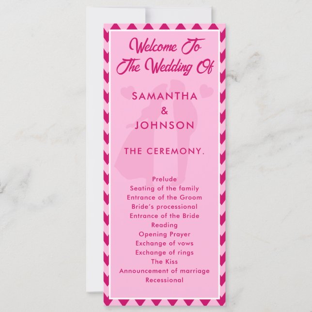 Modern Blush Pink Chevron Wedding Ceremony Program (Front)