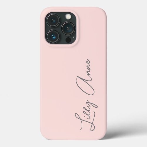 Modern Blush Pink Chic Feminine Script Name  iPhone 13 Pro Case