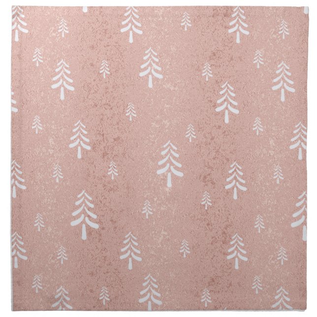 Modern blush pink christmas tree cloth napkin (Front)