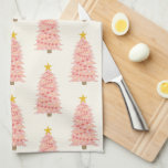 Modern Blush Pink Christmas Tree on Ivory Holiday Kitchen Towel<br><div class="desc">This product features a pretty monochromatic dusty rose quartz blush powder baby pink decorated christmas tree with a golden star,  repeated in a seamless pattern</div>