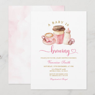 Modern Blush Pink Coffee Theme Latte Baby Shower Invitation
