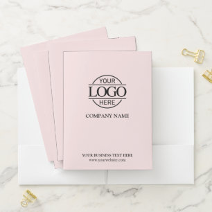 Modern Blush Pink Corporate Records Custom Logo Pocket Folder