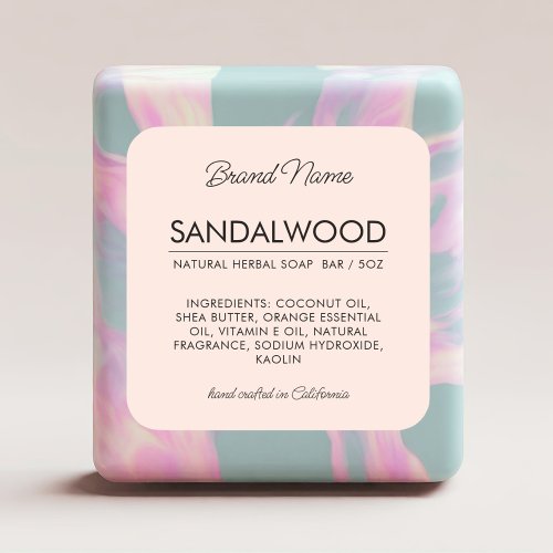 Modern blush pink cosmetics soap ingredients label