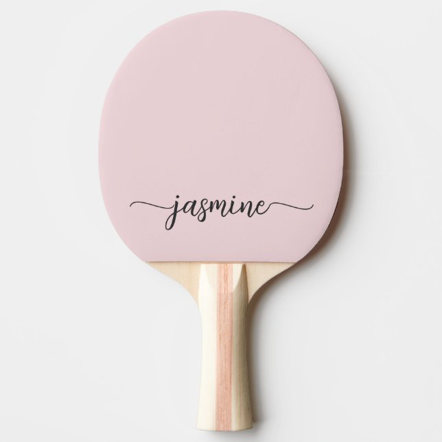 Modern Blush Pink Custom Name Signature Script Ping Pong Paddle (Front)