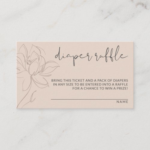 Modern Blush Pink Cute Floral Diaper Raffle Enclosure Card