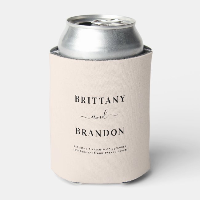 Modern Blush Pink Elegant Wedding Can Cooler