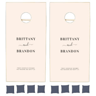 Modern Blush Pink Elegant Wedding Cornhole Set