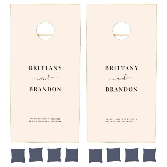Modern Blush Pink Elegant Wedding Cornhole Set (Set)