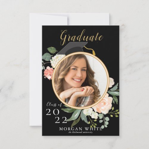 Modern Blush Pink Eucalyptus Photo Graduation Card