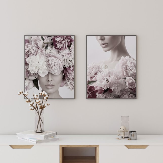 Modern Blush Pink Fashion Wall Art Set of 2 (Modern Blush Pink Fashion Wall Art Set of 2 in white living room)