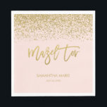 Modern Blush Pink Faux Gold Glitter Mazel Tov Napkins<br><div class="desc">Elegant blush pink and faux gold glitter paper napkins for a Bat Mitzvah celebration. Designs are flat printed illustrations/graphics - NOT ACTUAL GLITTER.</div>