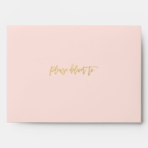 Modern Blush Pink Faux Gold Glitter Return Address Envelope