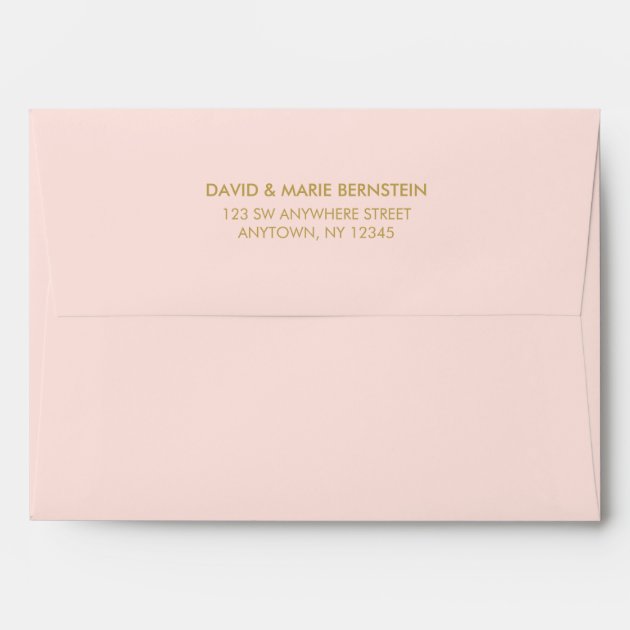 Modern Blush Pink Faux Gold Glitter Return Address Envelope