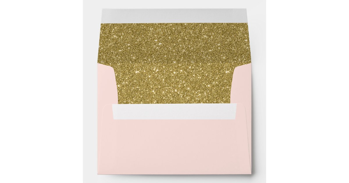 Modern Blush Pink Faux Gold Glitter Return Address Envelope | Zazzle