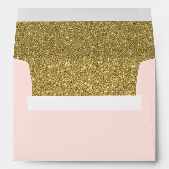 Modern Blush Pink Faux Gold Glitter Return Address Envelope | Zazzle