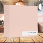 Modern Blush Pink Feminine Minimalist Simple 3 Ring Binder<br><div class="desc">A stylish minimalist personalized binder design with modern typography which can easily be personalised with your own name. The design features a stylish horizontal banner on a peachy blush pink background.</div>