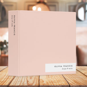 Modern Blush Pink Feminine Minimalist Simple 3 Ring Binder