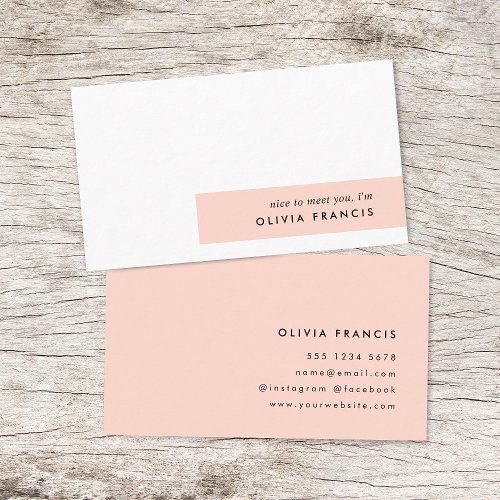 Modern Blush Pink Feminine Minimalist Simple Business Card