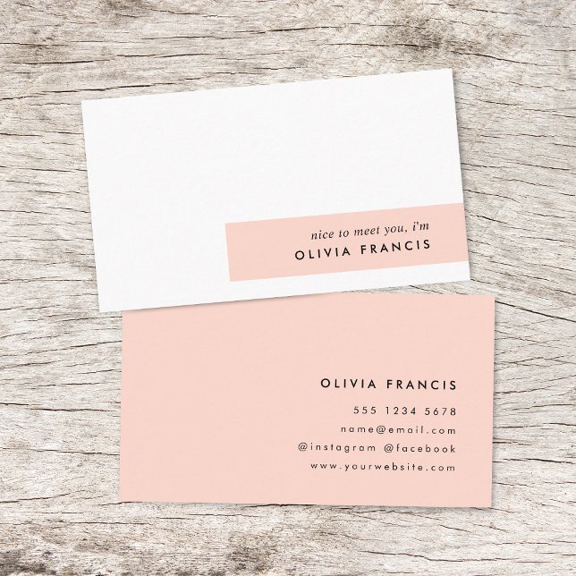 Modern Blush Pink Feminine Minimalist Simple Business Card (Creator Uploaded)