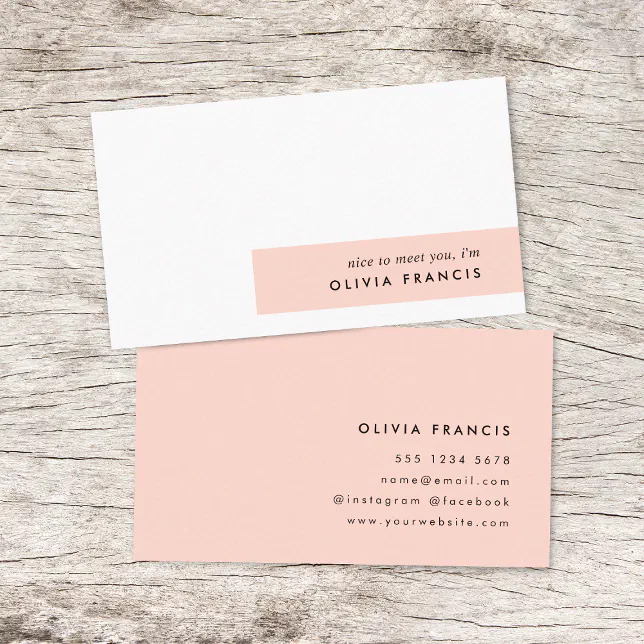 Modern Blush Pink Feminine Minimalist Simple Business Card | Zazzle