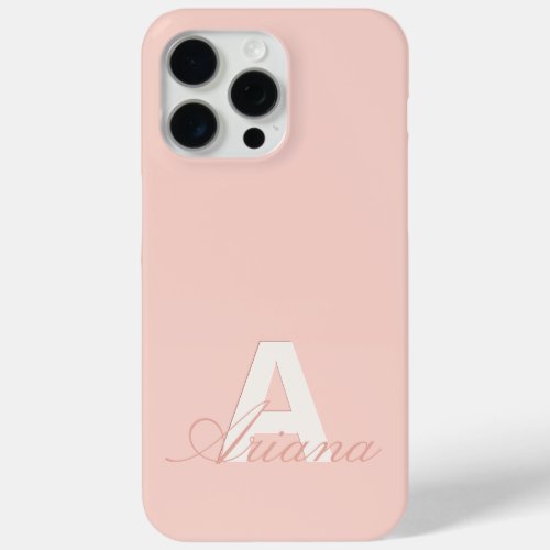 Modern Blush Pink Feminine Script Monogrammed iPhone 15 Pro Max Case