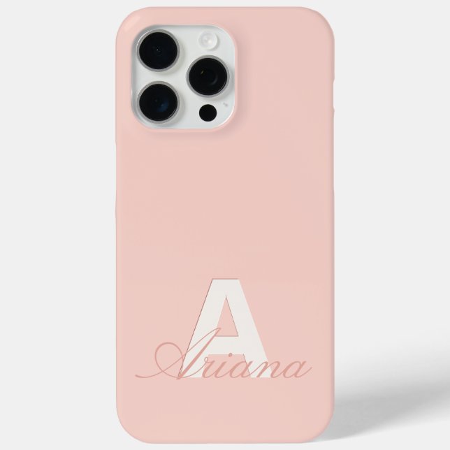 Modern Blush Pink Feminine Script Monogrammed Case-Mate iPhone Case (Back)