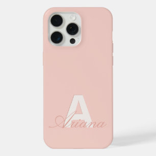 Modern Blush Pink Feminine Script Monogrammed iPhone 15 Pro Max Case