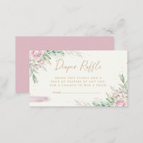 Modern Blush Pink Floral Baby Shower Diaper Raffle Enclosure Card