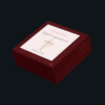 Modern blush pink floral first communion cross  gift box<br><div class="desc">Modern first commnunion gift box with a floral cross on a blush pink background and a hand lettered script name. Personalize with name,  text and date.</div>
