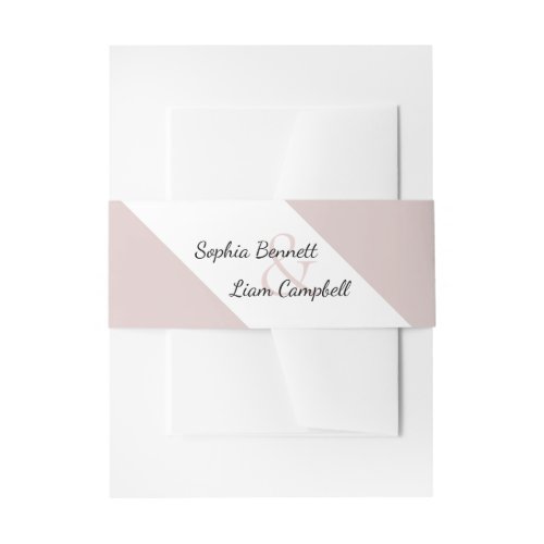 Modern blush pink floral  invitation belly band