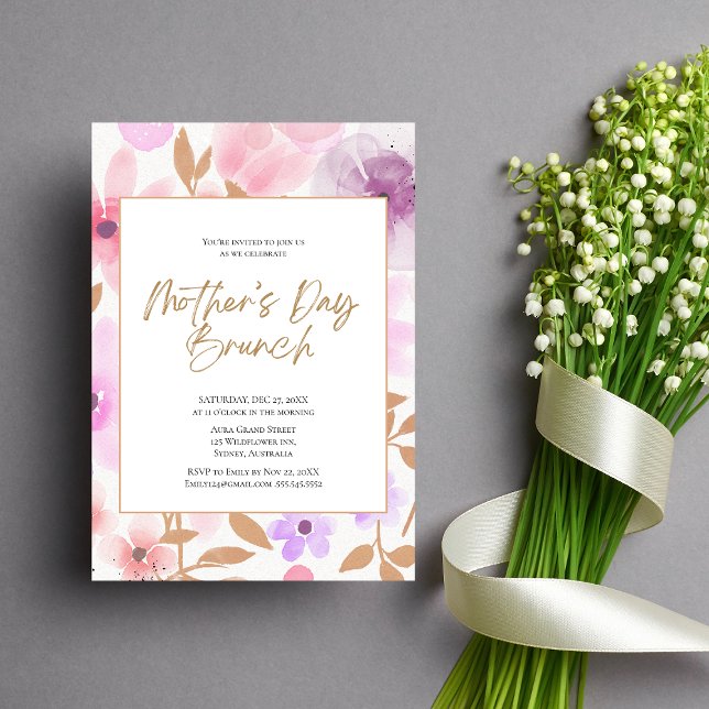 Modern Blush Pink Floral  Mother's day brunch Invitation (Creator Uploaded)