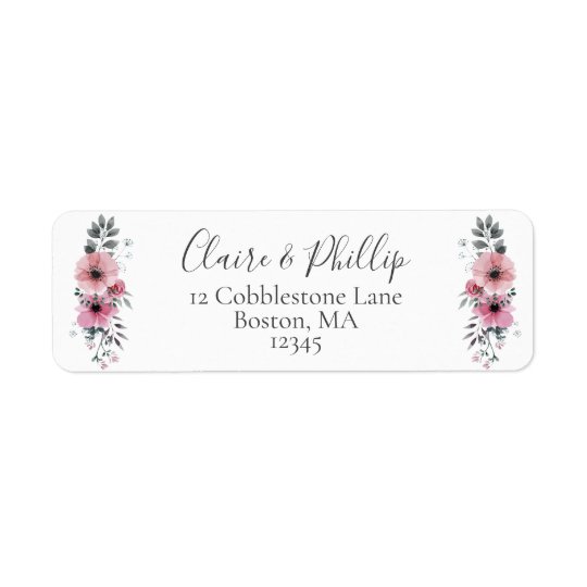 Modern Blush Pink Floral Return Address Labels