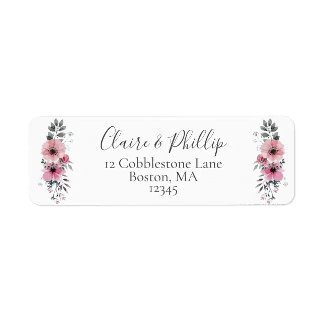 Modern Blush Pink Floral Return Address Labels Zazzle
