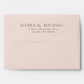 Modern Blush Pink Floral Wedding Invitation Envelope | Zazzle