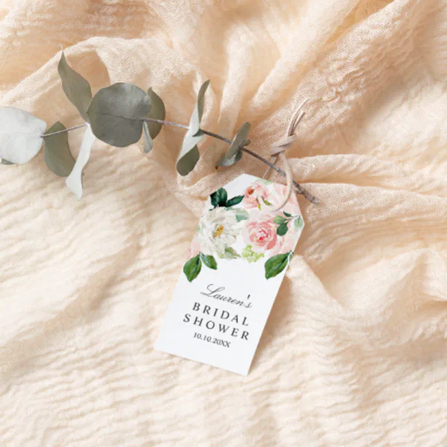 Modern Blush | PINK FLOWER BRIDAL SHOWER FAVOR Gift Tags | Zazzle