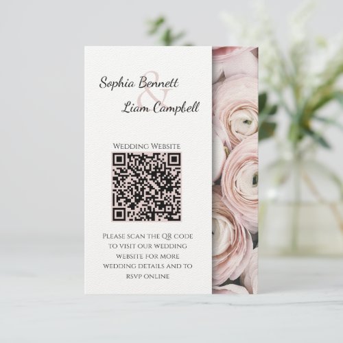 Modern Blush Pink flower elegant script  Enclosure Card