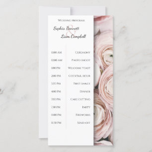 Modern Blush Pink flower elegant wedding program