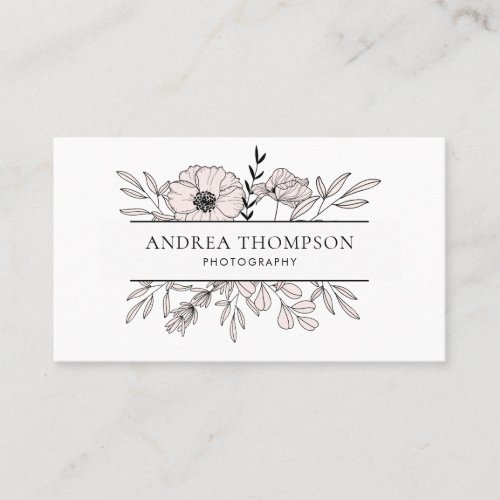 Modern Blush Pink Flowers Business Card I