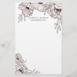 Modern Blush Pink Flowers Personalized Stationery<br><div class="desc">Whimsical and elegant floral stationery featuring blush pink flowers with modern typography. Personalize this floral stationery with your own details. Perfect for personal use or special occasions like weddings and graduations.</div>