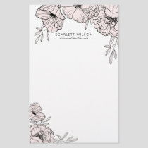 Modern Blush Pink Flowers Personalized Stationery