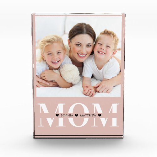 Modern blush pink Gift for mom Mothers Day Photo Block