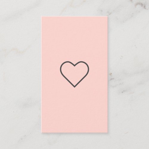 Modern blush pink girly heart minimalist blogger business card