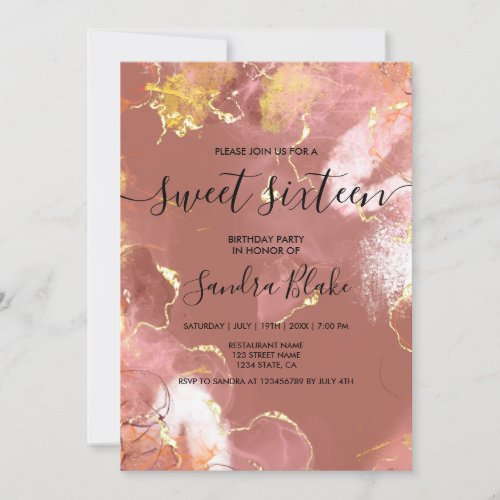 Modern Blush Pink Girly Trendy Sweet 16 Invitation