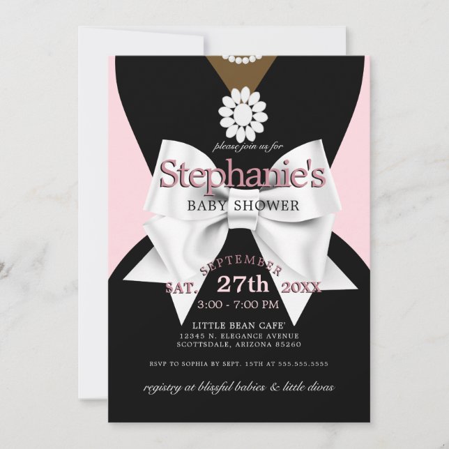 Modern Blush Pink Glam Ethnic Tiffany Baby Shower Invitation (Front)