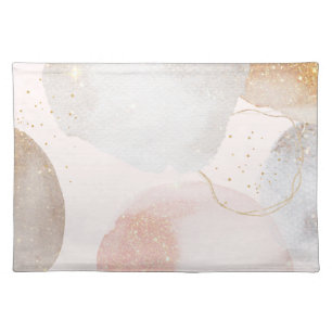 Modern blush pink gold abstract shapes placemat