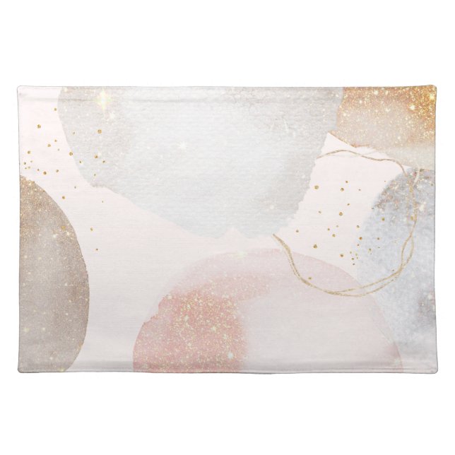 Modern blush pink gold abstract shapes placemat (Front)