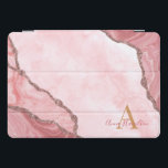 Modern Blush Pink Gold Agate Geode Monogram<br><div class="desc">Modern Blush Pink Gold Agate Geode Monogram iPad Pro Cover</div>